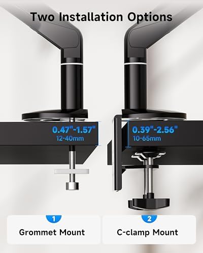 BIZUM Heavy Aluminum Monitor Stand 17 to 43 Inch Monitor Arm, Adjustable-Monitor Mount up to 33lbs with Clamp and Grommet Base, VESA 75x75/100x100mm Black