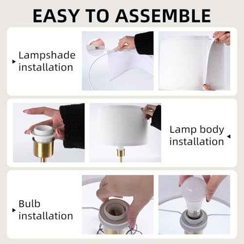 Table Lamp for Bedroom with USB & AC Outlet, Bulb Not Included