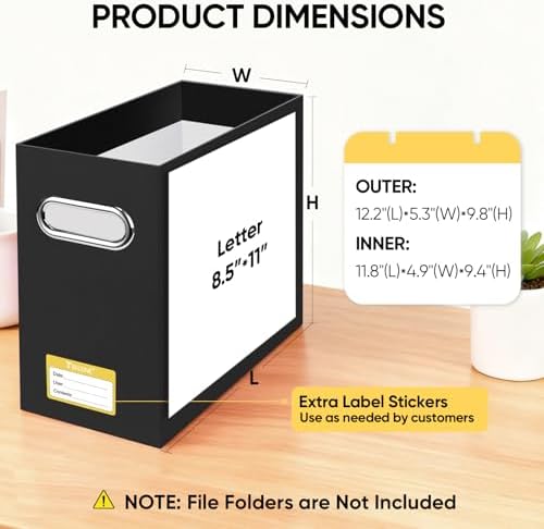 BALEINE 2PK File Organizer Box, Cardboard File Folder Organizer with Handle