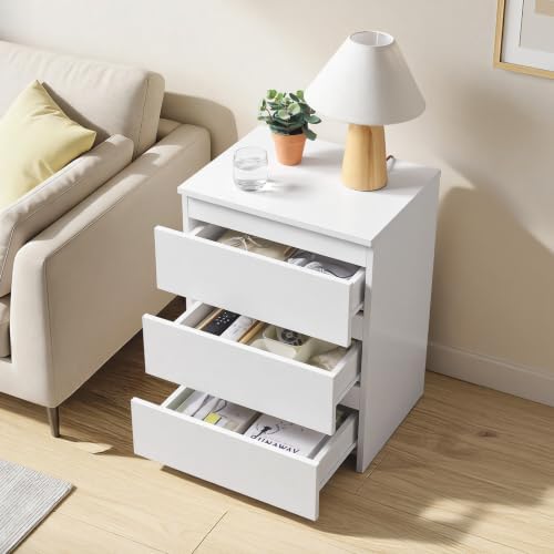 Yaheetech Small Nightstand with 3 Drawers, Bedroom Storage Dresser, White