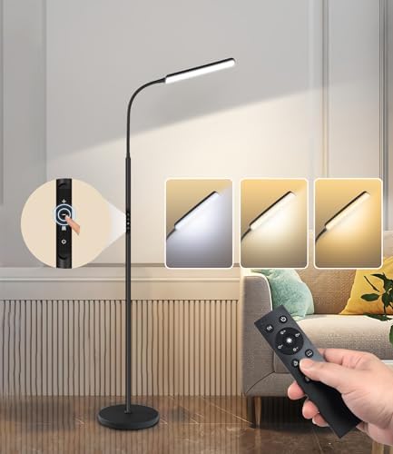 Dimunt LED Floor Lamp, Stepless Adjustable 3000K-6000K Colors, Black