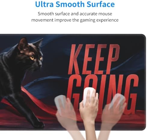 Black Cat Gaming Mouse Pad Large Mouse Pad 11.8x31.5 in Red Navy Design