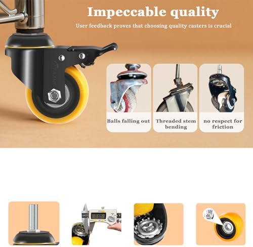 2 inch Stem Caster Wheels, 5/16" Threaded Stem Casters Set of 8