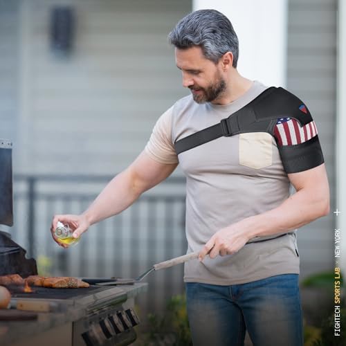 FIGHTECH Shoulder Brace for Men and Women | Compression Support for Torn Rotator Cuff and Other Shoulder Injuries | Left or Right Arm (USA, Large/X-Large)