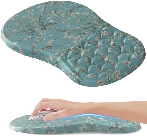 Mouse Pad Wrist Support, Ergonomic Mouse Pad with Wrist Rest, Comfortable Flower Mouse Pad for Laptop, Pain Relief Mousepad with Non-Slip Pu Base