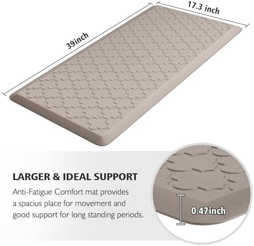 WISELIFE Kitchen Mat Cushioned Anti Fatigue Floor Mat, 17.3"x39", Brown