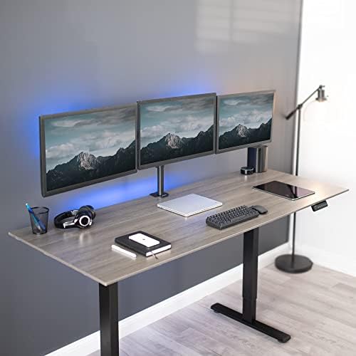 VIVO Triple Monitor 21.5 to 27 inch LED LCD Clamp-on Desk Mount, Flush to Wall, Heavy Duty Articulating Computer Stand, Holds 3 Screens, for Home Office Workstation, Black, STAND-V103C