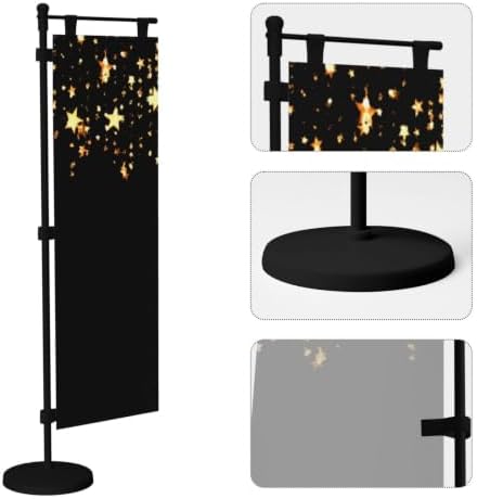 black gold stars Deluxe Desk Flag Set, 12 x 4 Inch Miniature Table Flag with 14" Pole & Stand Base