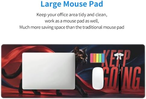 Black Cat Gaming Mouse Pad Large Mouse Pad 11.8x31.5 in Red Navy Design