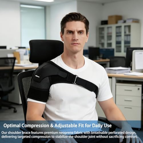 Shoulder Brace for Torn Rotator Cuff, Shoulder Support Immobilizer for Men and Women, Adjustable Compression Sleeve for Pain Relief, Dislocated AC Joint, Injury Recovery, Left or Right (Pink L-XL)