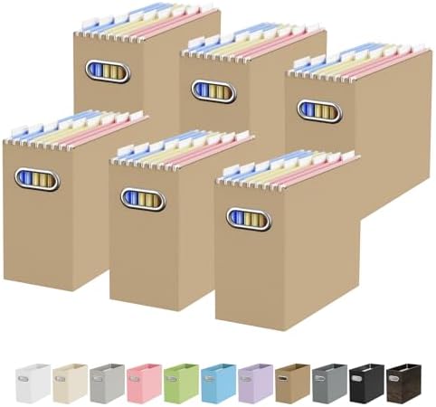 Oterri Portable Collapsible Cardboard File Box with Handle for Letter-Size