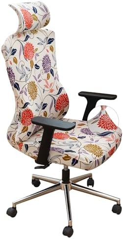 Ergonomic Office Chair Covers Set with Headrest Cover Floral 2 Pieces Stretch Desk Computer Office Chair and Headrest Slipcovers Washable