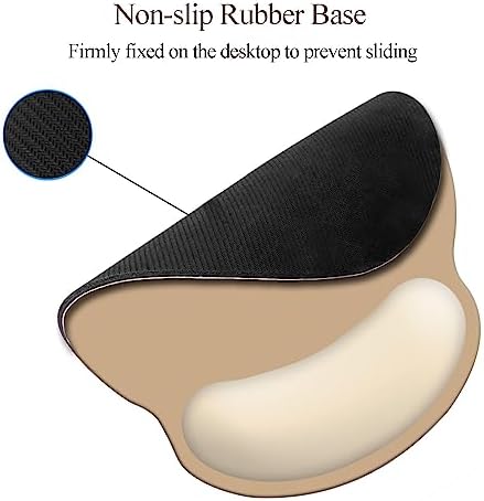 Wrist Rest Support Mouse Pad,Ergonomic Memory Foam Mouse Mat 9x10in Non-Slip Rubber Base Pain Relief Mousepad for Computer, Laptop(Beige Foam)