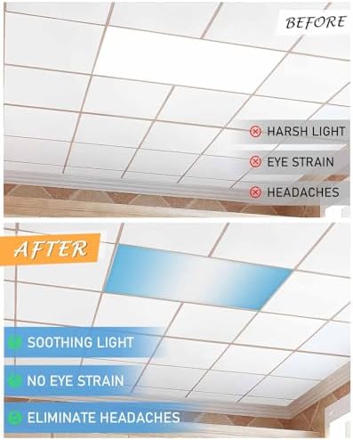 Blue White Magnetic Fluorescent Light Covers for Ceiling Lights 2 x 4 Feet,Geometric Minimalist Stripe Country Decor Office Classroom Kitchen Drop Ceiling Light Covers Lighting Filters Shade 1 Pack