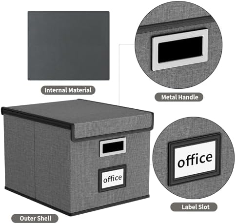 File Organizer Box with Lids, Collapsible File Folder Organizer