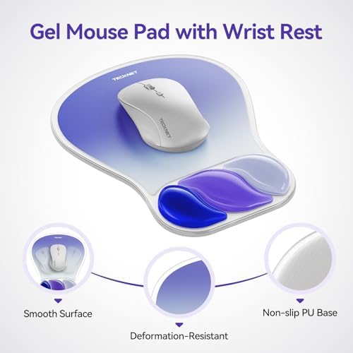 TECKNET Gel Ergonomic Mouse Pad, Mouse Pad with Wrist Rest, Light Blue