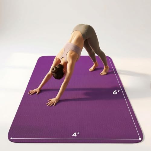 Large Yoga Mat 6'x 4'（72”x 48”）—1/4" &1/3" Extra Wide Exercise Mat 183cm x 122cm Large Exercise Mat Big Home Yoga Mat Pilates Mat,Non Slip,Thick,TPE Workout Mat,for Women & Men, Yoga, Pilates, Gym and Floor Workouts Pilates