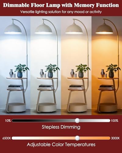 Smart Floor Lamp with Side Table, Dimmable, for Living Room