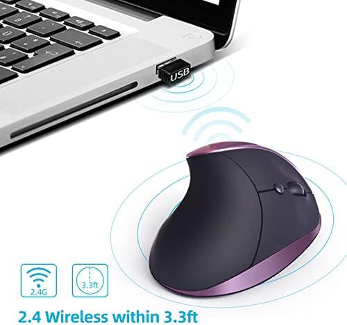 Ergonomic Mouse,Vertical Ergonomic Wireless Computer Mouse Purple