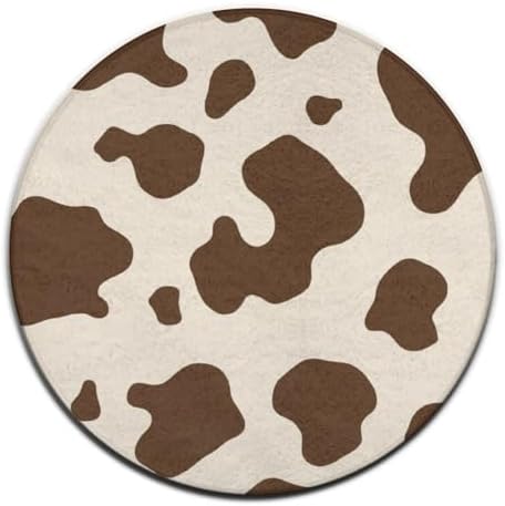 Large Round Area Rug Home Decor Modern Bathroom Rug Kitchen Office Circle Rug for Living Room Sofa Circle Cute Mat Milk Cow Skin Print