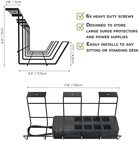 Scanfield Under Desk Cable Organizer Wire Tray, Set of 2x12 inch, Black