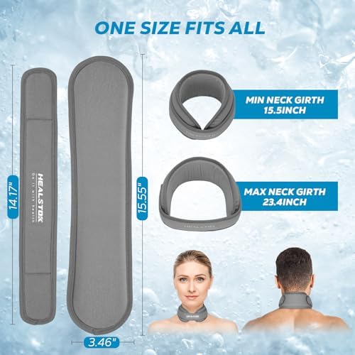 Neck Ice Pack Wrap, Reusable Cold/Hot Gel for Neck Pain, Grey