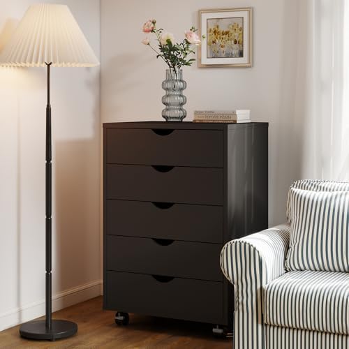DUMOS 5 Drawer File Cabinet with Wheels, Office Storage Organizer Cabinet