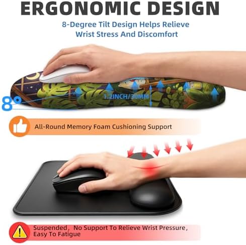 Ergonomic Mouse Pad with Wrist Rest, Memory Foam Wrist Support,Massage Bump