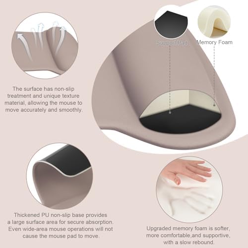 MOSISO Wrist Rest Support for Mouse Pad & Keyboard Set, Taupe Brown
