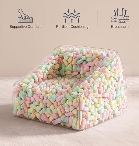 Hobestluk Bean Bag Chair Plush Accent Chair Armrest Living Room Adult Grey
