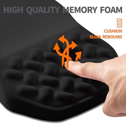 Ergonomic Slope Mouse Pad Wrist Support, Wrist Rest Mousepad for Carpal Tunnel Pain Relief with Massage Bulge and Slow Rebound Memory Foam (12x8 inch, Black)