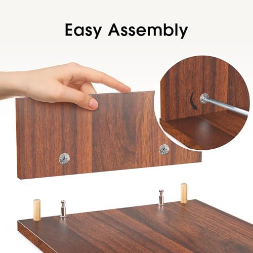 FITUEYES Dual Monitor Stand Riser, Adjustable Length and Angle, Brown