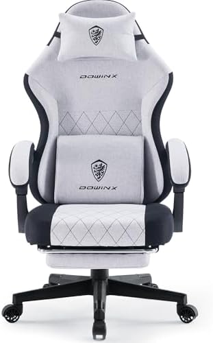 Dowinx Gaming Chair with Footrest, Ergonomic Desk Chair, Gray