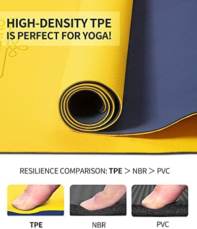 CAMBIVO Yoga Mat for Women Men Kids, 1/3 & 1/4 & 2/5 Inch Extra Thick Yoga Mat Non Slip, 72" x 24" TPE Yoga Mats, Workout Mat with Carrying Strap for Yoga, Pilates and Floor Exercises