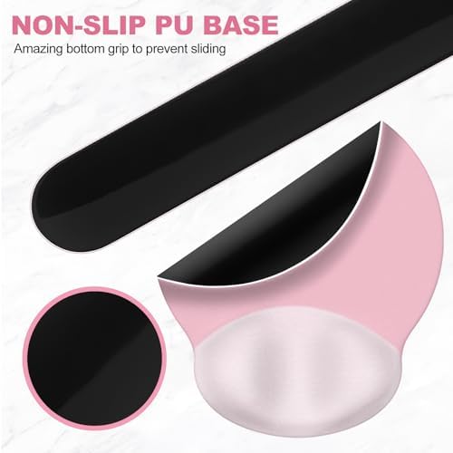 AIMSA Mouse Pad with Wrist Rest Support, Keyboard Wrist Rest Set, Ergonomic Memory Foam Mousepad for Computer Keyboard, Easy Typing and Pain Relief, Pink