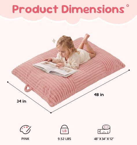 Hobestluk Bean Bag Chair Small Fluffy Pink Beanbag with Memory Foam Filled