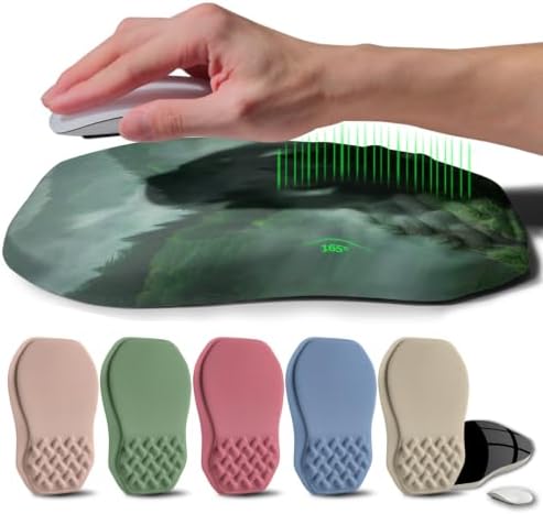 Ergonomic Raised Mouse Pad Wrist Support with Bilateral Slope Memory Foam Mousepad for Wrist Rest and Carpal Tunnel Pain Relief 11.8x7.9〃Green Mountain