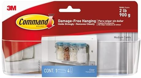 Command Clear Medium Caddy with Clear Strips, 1 Caddy, 4 Strips