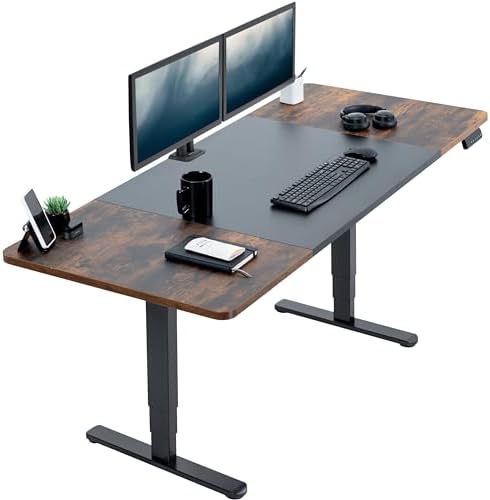 VIVO Black/Vintage Brown 71 x 30 in Standing Desk, DESK-KIT-2B7BN