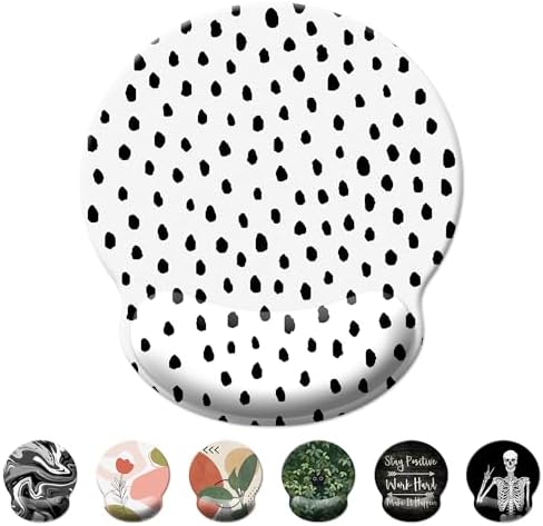 Mouse Pad Wrist Support,Ergonomic Mouse Pad with Wrist Rest,Comfortable Mousepad with Smooth Wrist Rest,Pain Relief Mouse Pads for Non-Slip Base,Computer,Laptop,Office & Home(Black Spots)