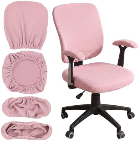 Office Chair Covers Set, Stretch Seat Covers for Chairs Cushion, Computer Chair Cover with Armrest Covers, Gaming Chair Cover Accessories Slipcovers Pads Office Cushion Backrest(Pink)