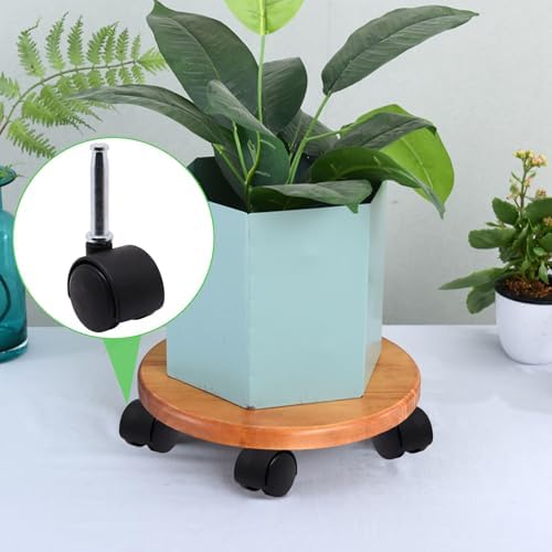 1 Inch Stem Swivel Casters Set of 4, M8 Grip Neck Stem Swivel Caster Wheels, 360° Rotation Heavy Duty Replacement Castors for Furniture Table Drawer Cabinet Plant Shelf Chair Wheels (Black)