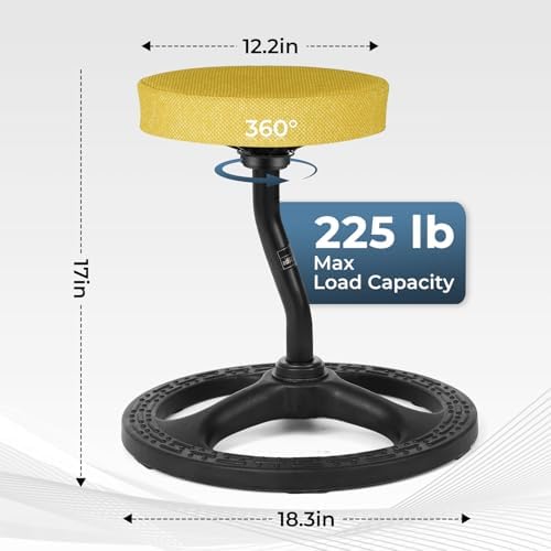 ADHD Chair for Kids, Yoga Chairs for Adults, Wobble Stool Active Flexible Seating Desk Chair with Non-Slip Base and Washable Seat Cover for Stability, Balance, Yoga, Office, School, Classroom