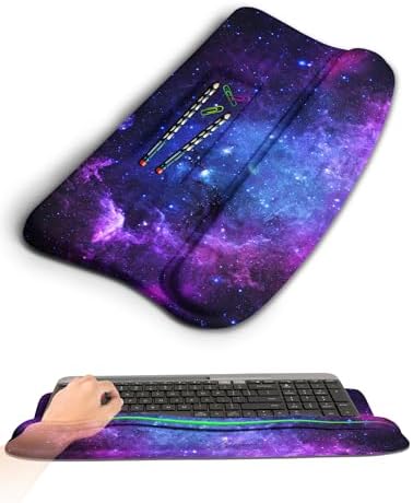 Ergonomic Wave Wrist Rest with Keyboard Stand, Cushioned Palm Rest, Comfortable Integrated Memory Foam for Natural Typing and Relieve Wrist Pain, Deep Galaxy