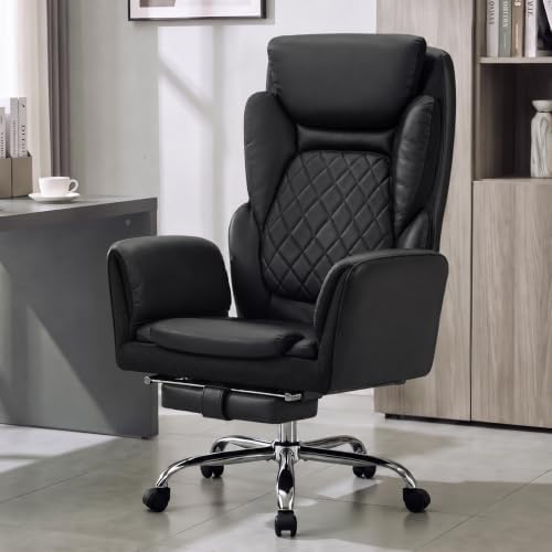 Big and Tall Executive Criss Cross Office Chair with Footrest Flip Armrest