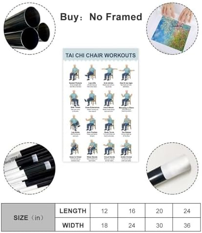 Tai Chi Chair Workout Exercise Chart for Seniors Gentle Home Workout Plan Canvas Poster Bedroom Decor Room Decor Unframe 24x36inch