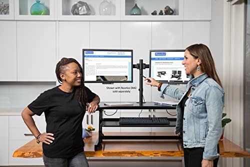 Rocelco 37.5" Deluxe Height Adjustable Standing Desk Converter - Quick Sit Stand Up Dual Monitor Riser - Gas Spring Assist Computer Workstation - Large Retractable Keyboard Tray - Black (R DADRB)