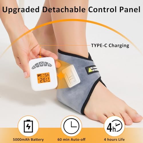 AOKESTE Cordless Ankle Heating Pad with Vibration Massage,Upgraded 5000mAh Rechargeable Heated Foot Massager for Pain Relief, Arthritis, Achilles Tendonitis & Plantar Fasciitis((Low Noise)