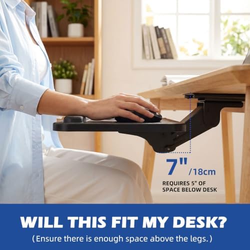 Under Desk 25” Keyboard Tray with Drawer, Height Adjustable for Home Office