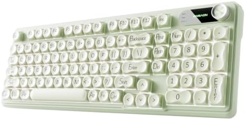 EWEADN V102 Wireless Keyboards, 98 Key Gaming Keyboard with Screen & Media Knob, Custom RGB Backlit, Tri-Mode BT5.0/2.4GHz/Wired Membrane Bluetooth Keyboard, Quiet Typing for Windows/MAC-Green